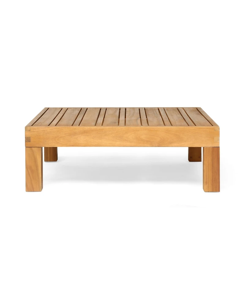 Flynama Square Teak Coffee Table, Rustic Style