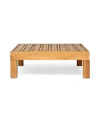 Flynama Square Teak Coffee Table, Rustic Style