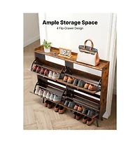 Slickblue Wooden Shoe Storage Cabinet with 4 Flip Drawers, Space-Saving Organizer for Home Entryway
