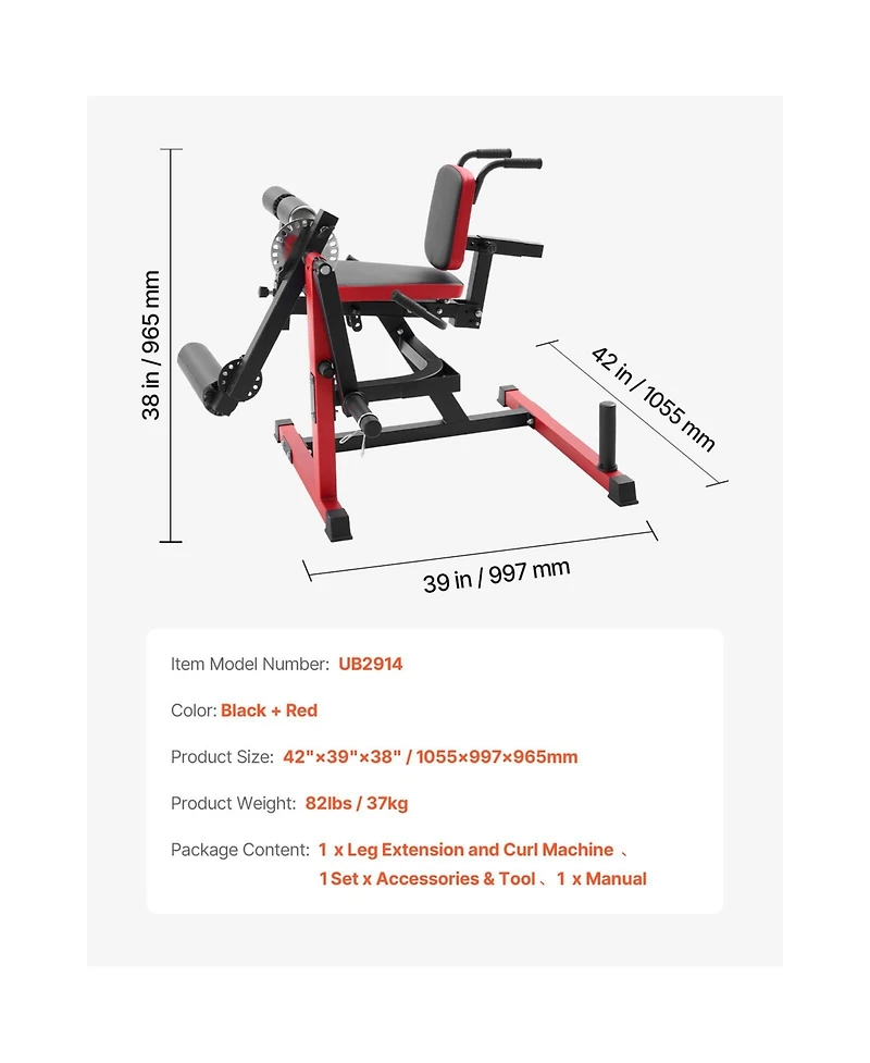 Sugift Adjustable Leg Extension and Curl Machine 550 Lbs Heavy Duty Workout Bench for Home Gym