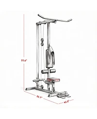 Sevorley Lat Pulldown Machine with Adjustable Seat, Flip Footplate, Dual Pulley - Heavy-Duty Steel Home Gym