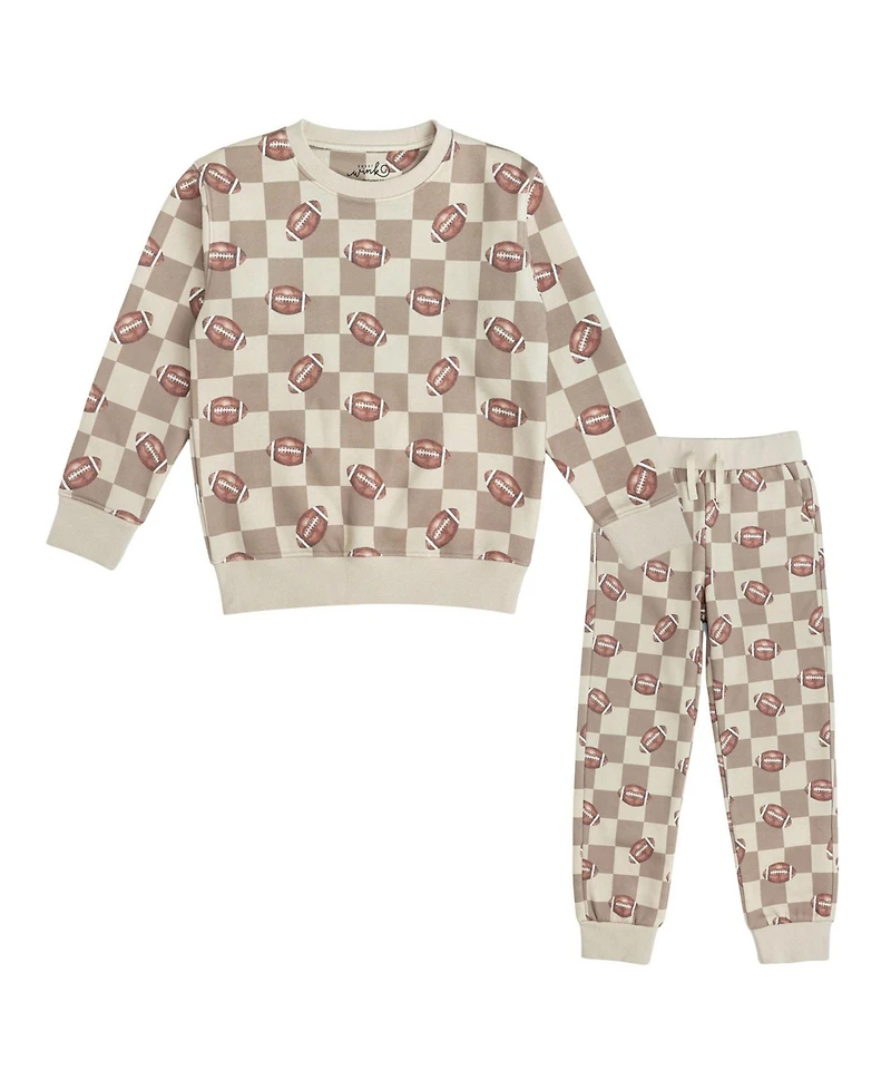 Sweet Wink Baby Boys Football Checkered Sweatshirt and Jogger Set