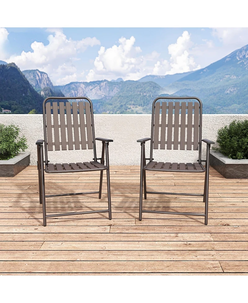 Mondawe 2-Piece Folding Chair with Metal Frame and Wpc slats