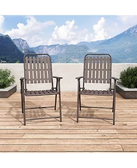 Mondawe 2-Piece Folding Chair with Metal Frame and Wpc slats