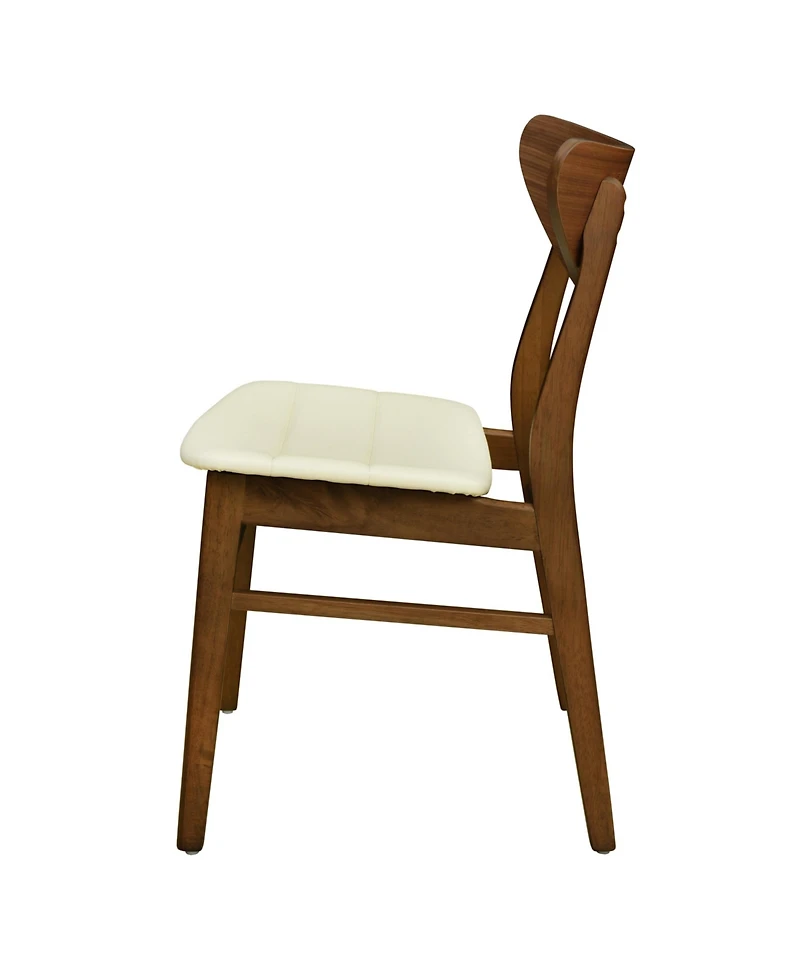 Flynama Set of 2 Rubberwood Leather Dining Side Chairs