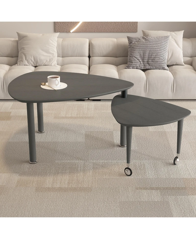 Flynama 360degree(s) Rotatable Coffee Table, Oak Veneer