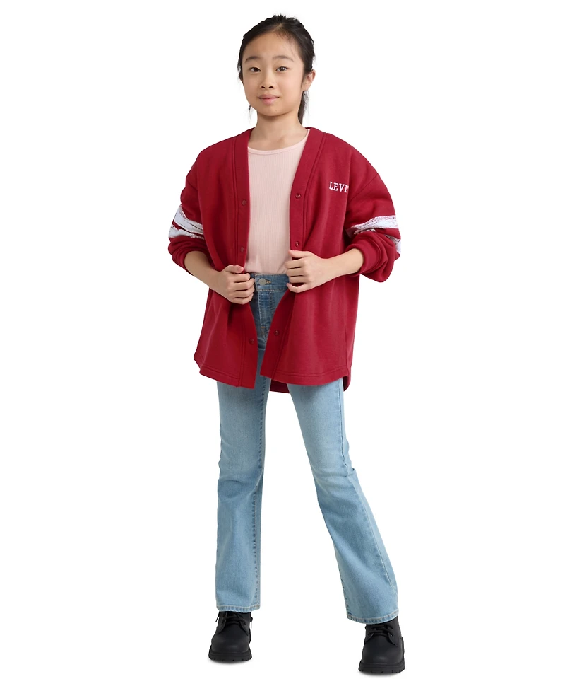 Levi's Girls' 7-16 V-Neck Varsity Fleece Cardigan Sweater