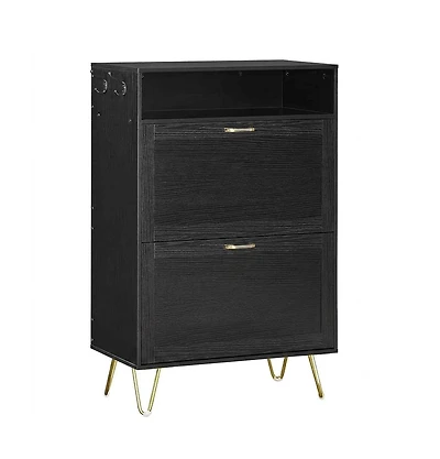 Slickblue Entryway Shoe Cabinet with 2 Flip-Down Tipping Drawers