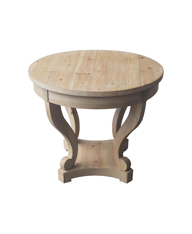 Flynama Farmhouse Round End Table 2 Drawer Mdf Veneer Accent Side Table Natural Wood