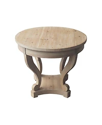 Flynama Farmhouse Round End Table 2 Drawer Mdf Veneer Accent Side Table Natural Wood