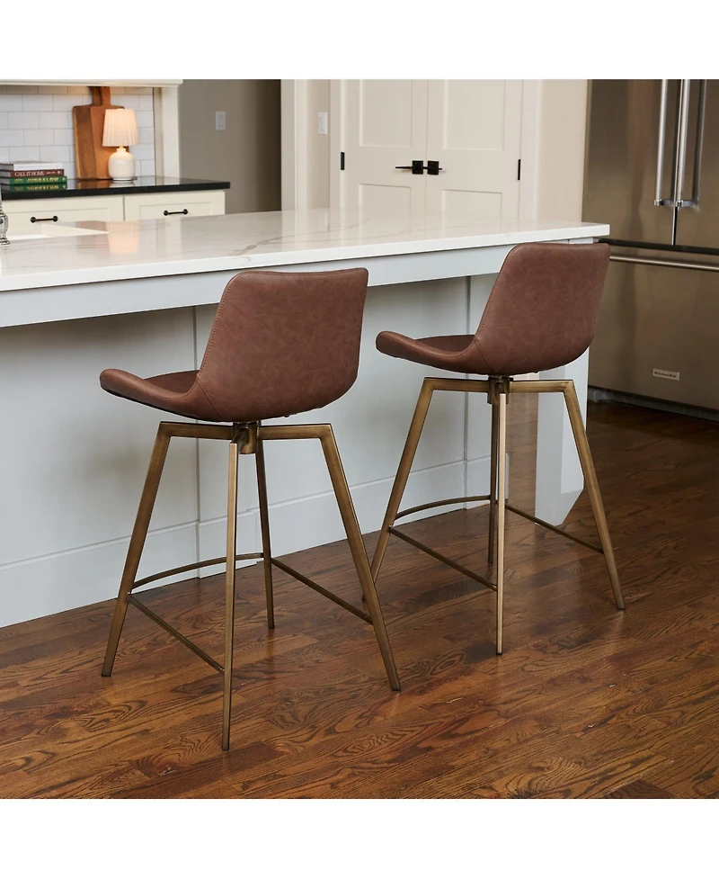Maven Lane Victor Modern Faux Leather Swivel Kitchen Counter Stool with Back