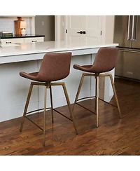 Maven Lane Victor Modern Faux Leather Swivel Kitchen Counter Stool with Back