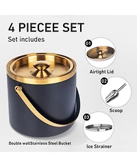 Piscifun Insulated Stainless Steel Ice Bucket With Scoop Sealed Lid For Cocktail Bar Parties