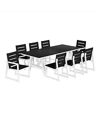 WestinTrends 9-Piece Hdpe Outdoor Furniture Patio Dining Table With Umbrella Hole and Chairs Set For 8
