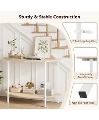 Sugift 40 in Half Moon 2-Tier Console Table with Storage Shelf for Entryway