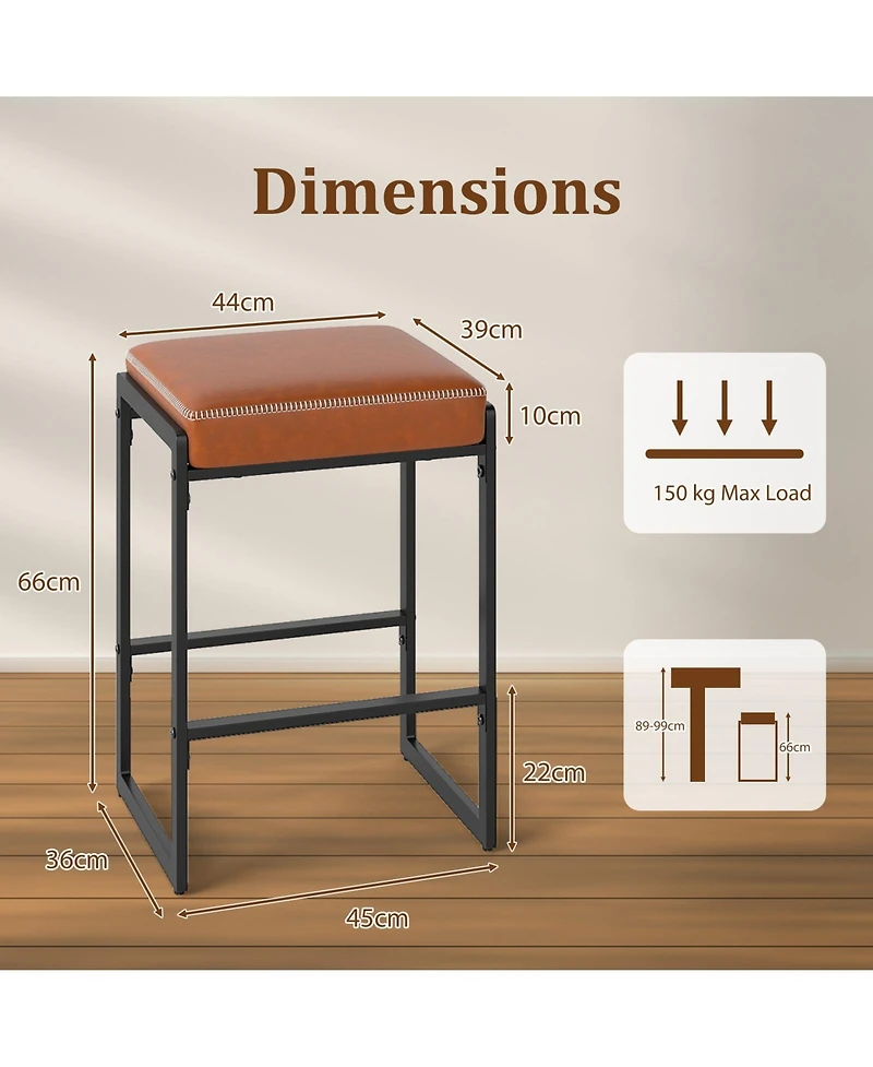 Mecale Set of 4 Counter-Height Bar Stools with Faux Leather Seat