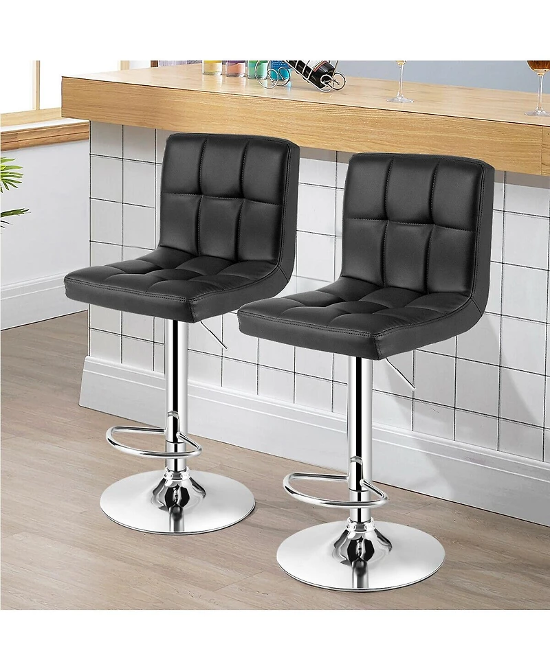 Mecale Set of 2 Swivel Adjustable Bar Stools with Back and Footrest