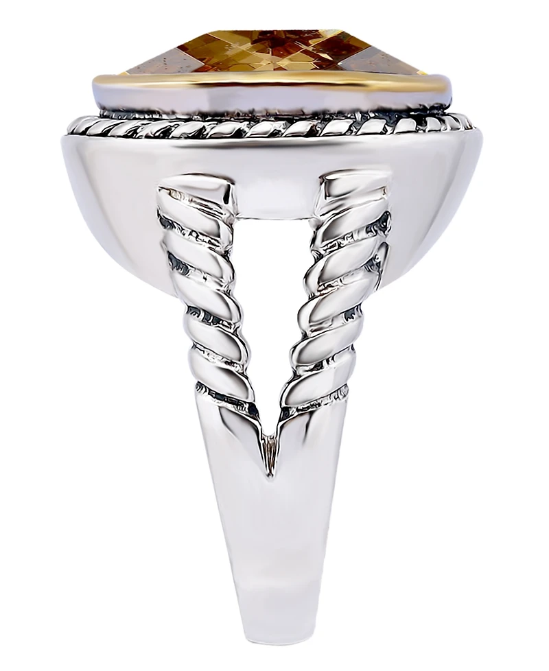 Macy's Cushion Cut Bezel Champagne Cubic Zirconia Oxidized Twist Statement Ring