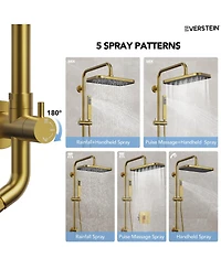 Everstein Pressure-Balanced Shower Faucet System Wall Mount Rainfall Head with Slider Bar Handheld