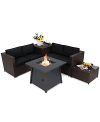 Gouun 5-Piece Patio Furniture Set with 50000 Btu Propane Fire Pit Table