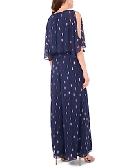 Msk Petite Clip Chiffon Wide-Leg Metallic Jumpsuit