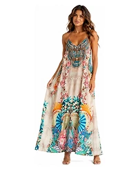 La Moda Clothing Women's Halter Open-Back Floral Maxi Dress