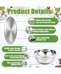 Piscifun 10 Sets Stainless Steel Camping Tableware Double Walled Insulated Serving Dishes