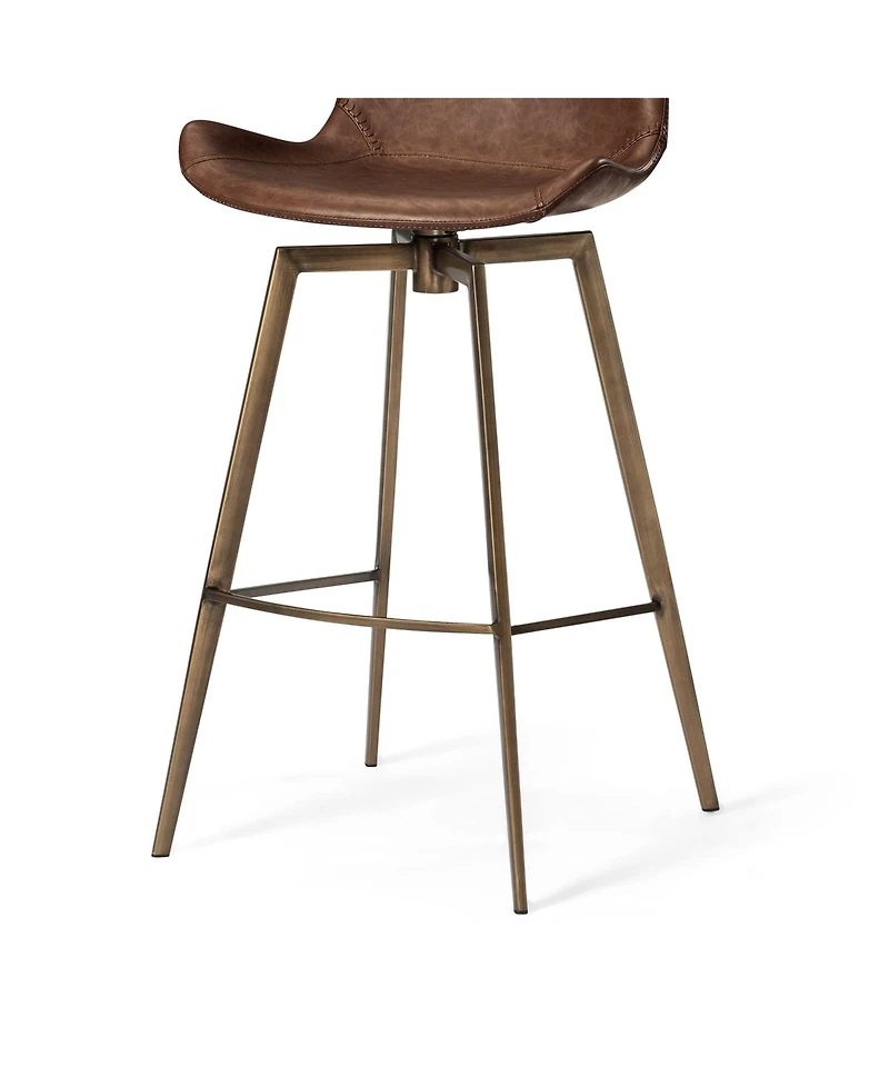 Maven Lane 31" Victor Modern Faux Leather Swivel Kitchen Bar Stool with Back