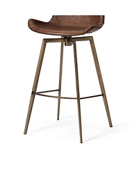 Maven Lane 31" Victor Modern Faux Leather Swivel Kitchen Bar Stool with Back