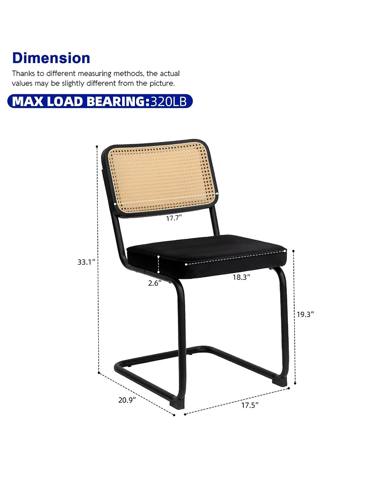 Flynama Set of 2 Velvet Rattan Cantilever Dining Chairs