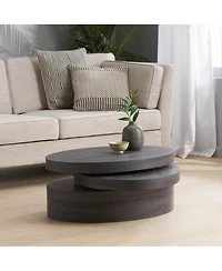 Flynama 3-Layer Rotating Oval Coffee Table, Matte