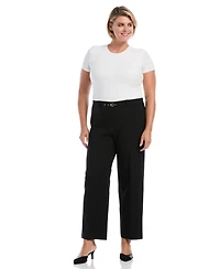 Rafaella Plus Wide-Leg Pull-On Mid-Rise Pants