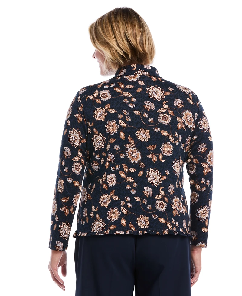 Rafaella Plus Floral Long-Sleeve Button-Up Blouse
