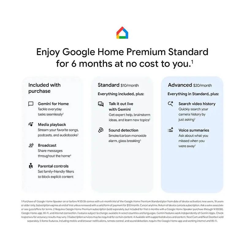 Google Nest Google Home Wireless Smart Speaker with Google Gemini