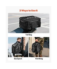 Sugift 22-34 L Expandable Motorcycle Tail Bag Waterproof Rear Seat Luggage with Rain Cover Straps Pocket
