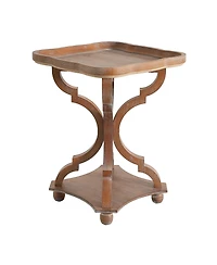 Flynama French Country Square Accent Table, Distressed Faux Wood Hourglass Base End Table, 18.75"W×18.75"D×25"H