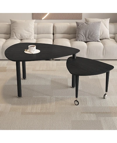 Flynama 360degree(s) Rotatable Coffee Table, Oak Veneer