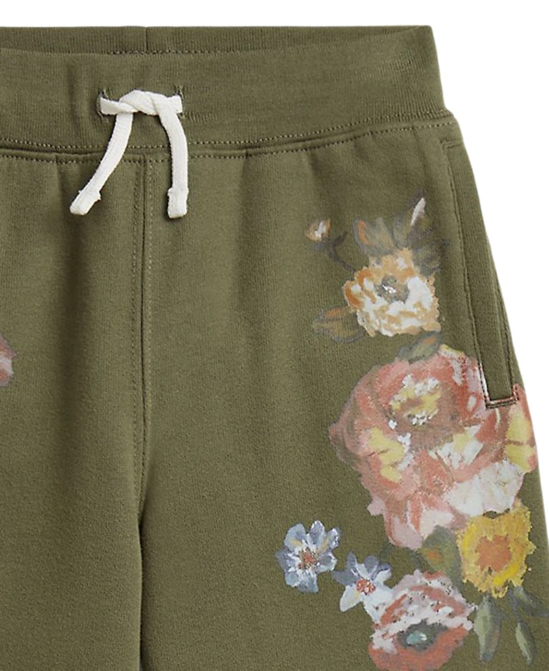 Polo Ralph Lauren Girls' 2T-6X Floral Wide-Leg Fleece Sweatpants