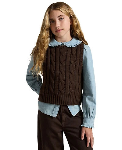 Polo Ralph Lauren Girls' 7-16 Cable-Knit Cotton Sweater Vest