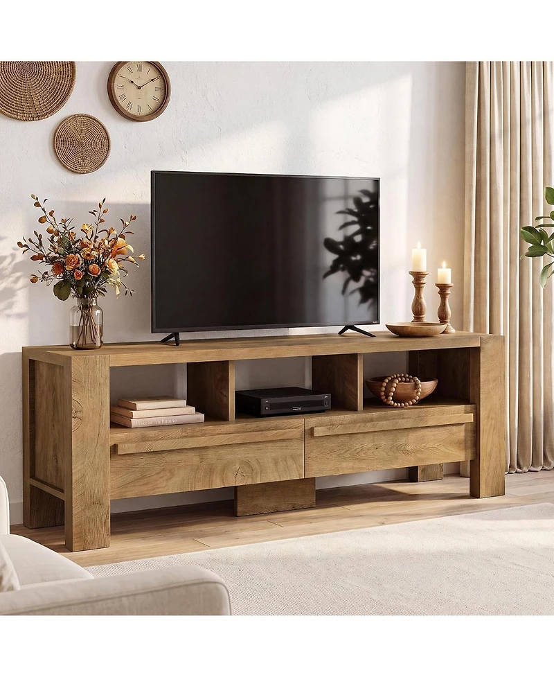 Tribesigns Tv Stand with Drawers and 3 Open Shelves,Television Stands Tv
