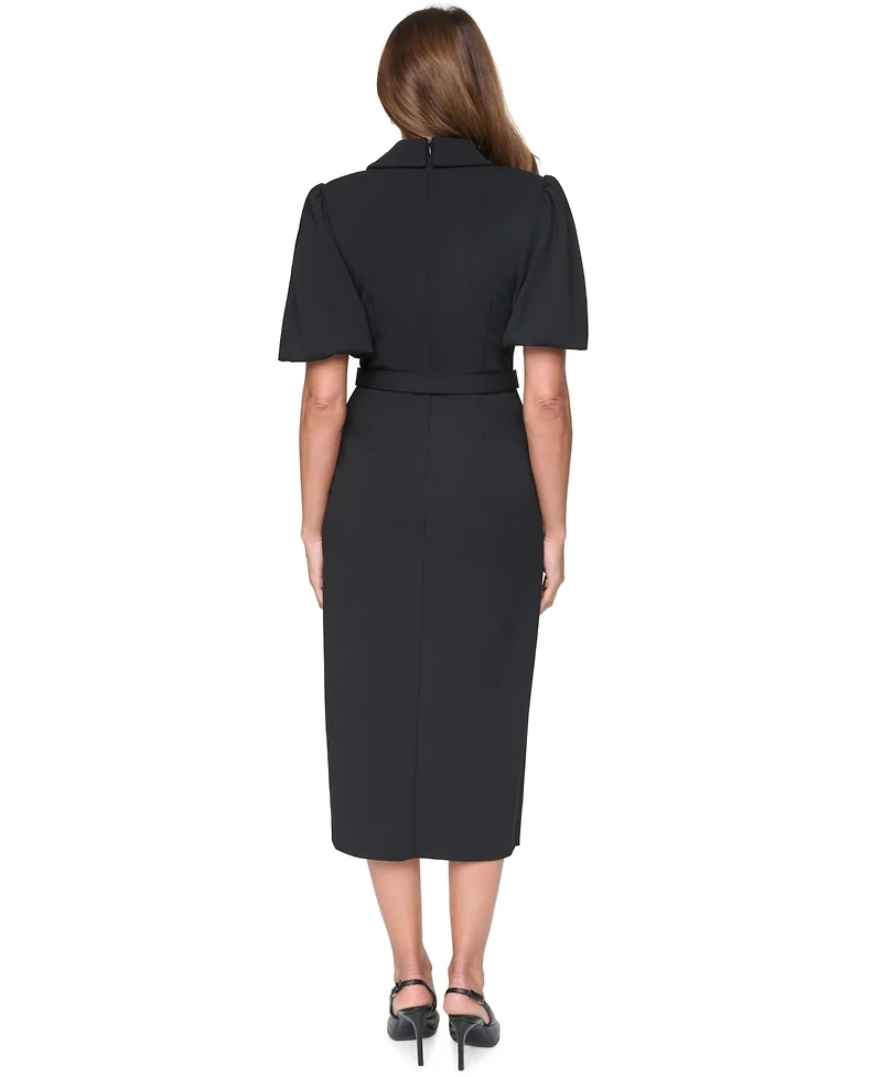 Eliza J Women's Puff-Sleeve Short-Sleeve Sheath Midi Dress