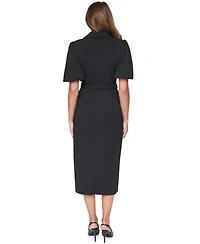 Eliza J Women's Puff-Sleeve Short-Sleeve Sheath Midi Dress