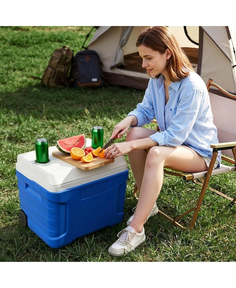 Sugift 45QT Portable Rolling Hard Cooler with Wheels Leak-Resistant 48 Hour Ice Retention Insulated Chest