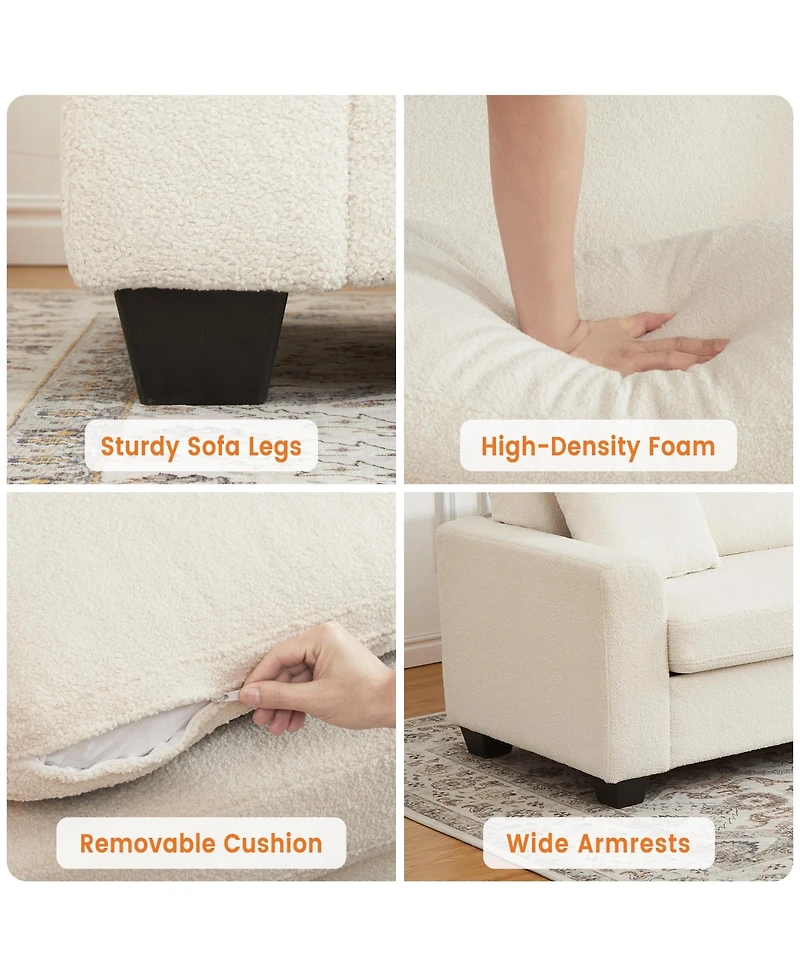homfan 83" Modern Cloud Couch, Removable Washable Cushion Cover, Loveseat with Deep Seat and Wide Armrest