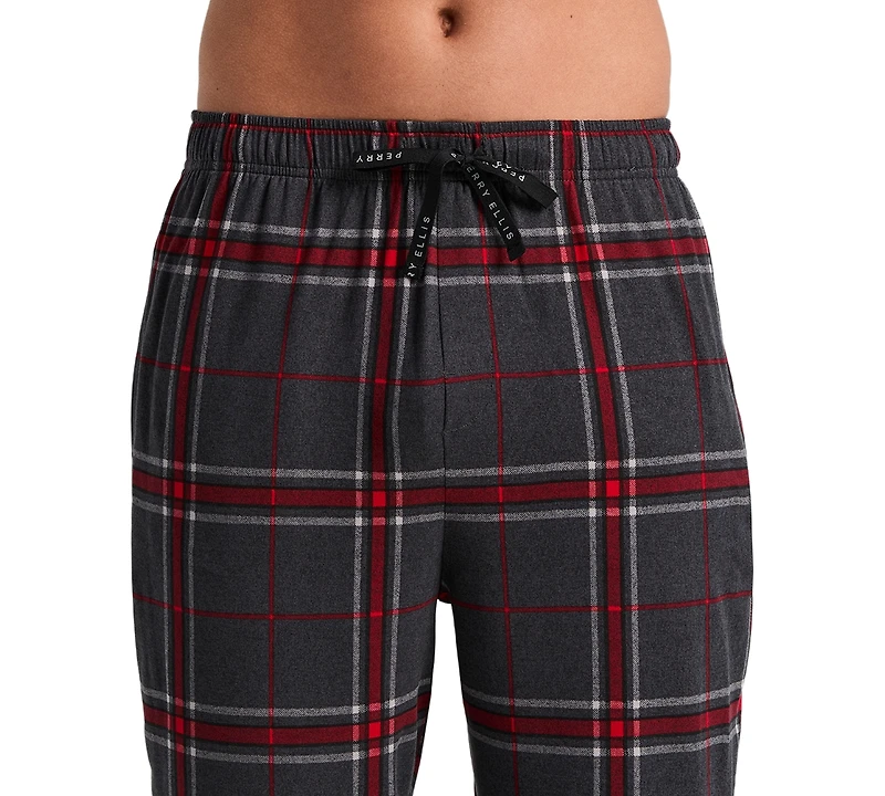 Perry Ellis Portfolio Men's Deluxe Touch Plaid Drawstring-Waist Sleep Pants