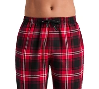 Perry Ellis Portfolio Men's Deluxe Touch Crewneck T-Shirt and Flannel Plaid Pants, 2-Piece Set