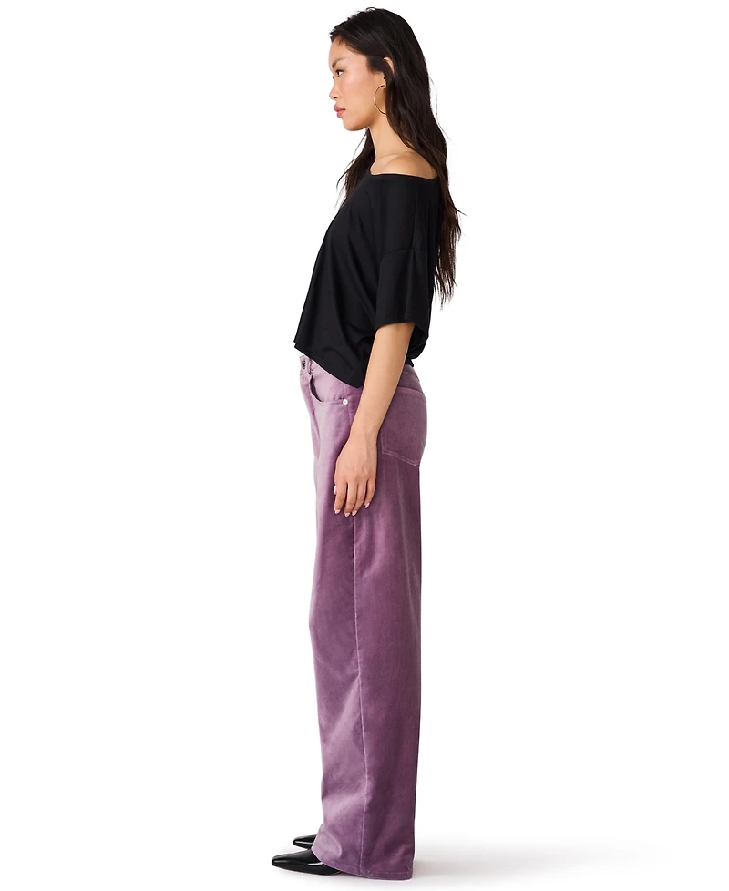 Steve Madden Women's Sydnee Velvet High-Waist Wide-Leg Pants
