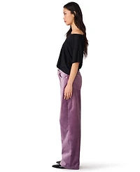Steve Madden Women's Sydnee Velvet High-Waist Wide-Leg Pants