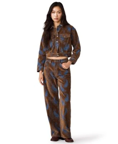 Steve Madden Womens Dove Cropped Corduroy Jacket Sydnee High Waisted Wide Leg Paisley Print Jeans