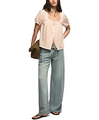 Lucky Brand Women's Puff-Sleeve Square-Neck Blouse